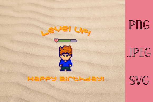 Celebrate in 8-Bit Style: The 'Level Up! Happy Birthday' Clipart
