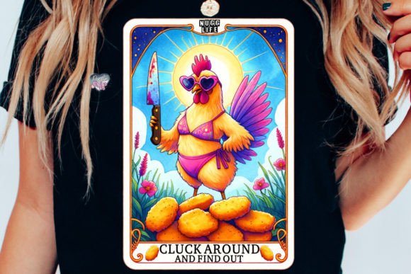 Cluck Around with Chicken Nuggets Tarot PNG: A Designer's Playful Asset