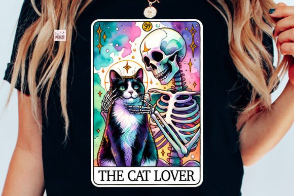 Enchanting Cat Lover Tarot Card PNG for Tuxedo Cat Designs