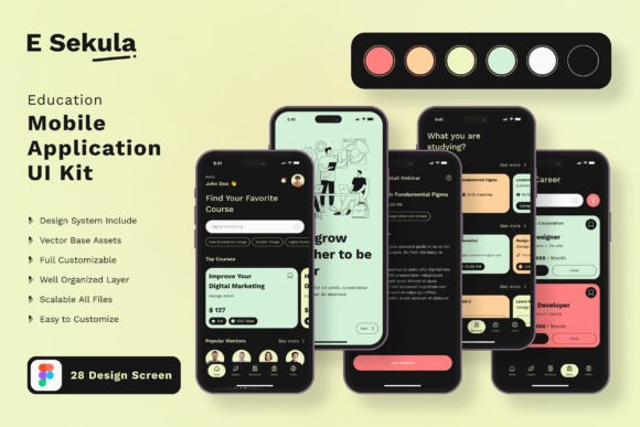 Launch Your EdTech Vision: Streamlining Mobile Design with a UI Kit