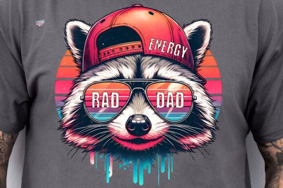Rad Dad Energy PNG Raccoon: Your Go-To Design for Father's Day Merch