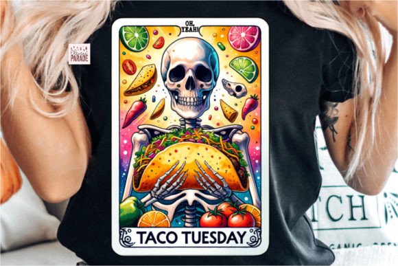 Taco Tarot Card Skeleton PNG: A Spooky & Flavorful Design Asset