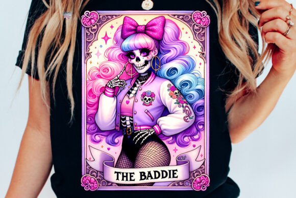 The Baddie: A Sassy Skeleton Tarot Card PNG for Bold Creators